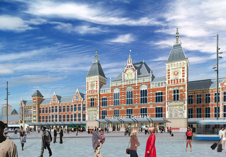 Gevel van station Amsterdam centraal - Impressie: ProRail/Benthem Crouwel en Merkx + Girod